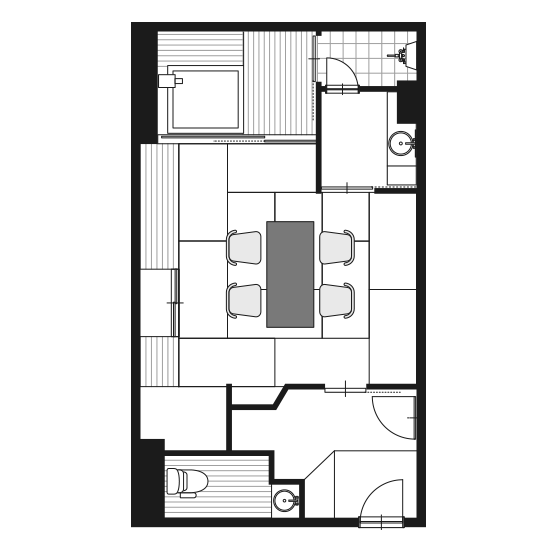 Guest rooms with open-air hot spring baths floor plan